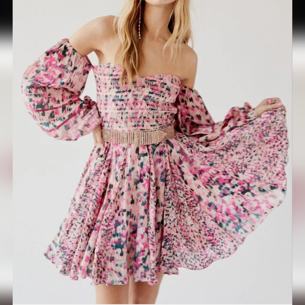 Rococo Sand X Free People Floral Mimi Mini Dress Ethereal Coquette